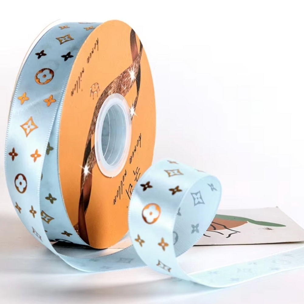 Lv Baby Blue Patterned Ribbon